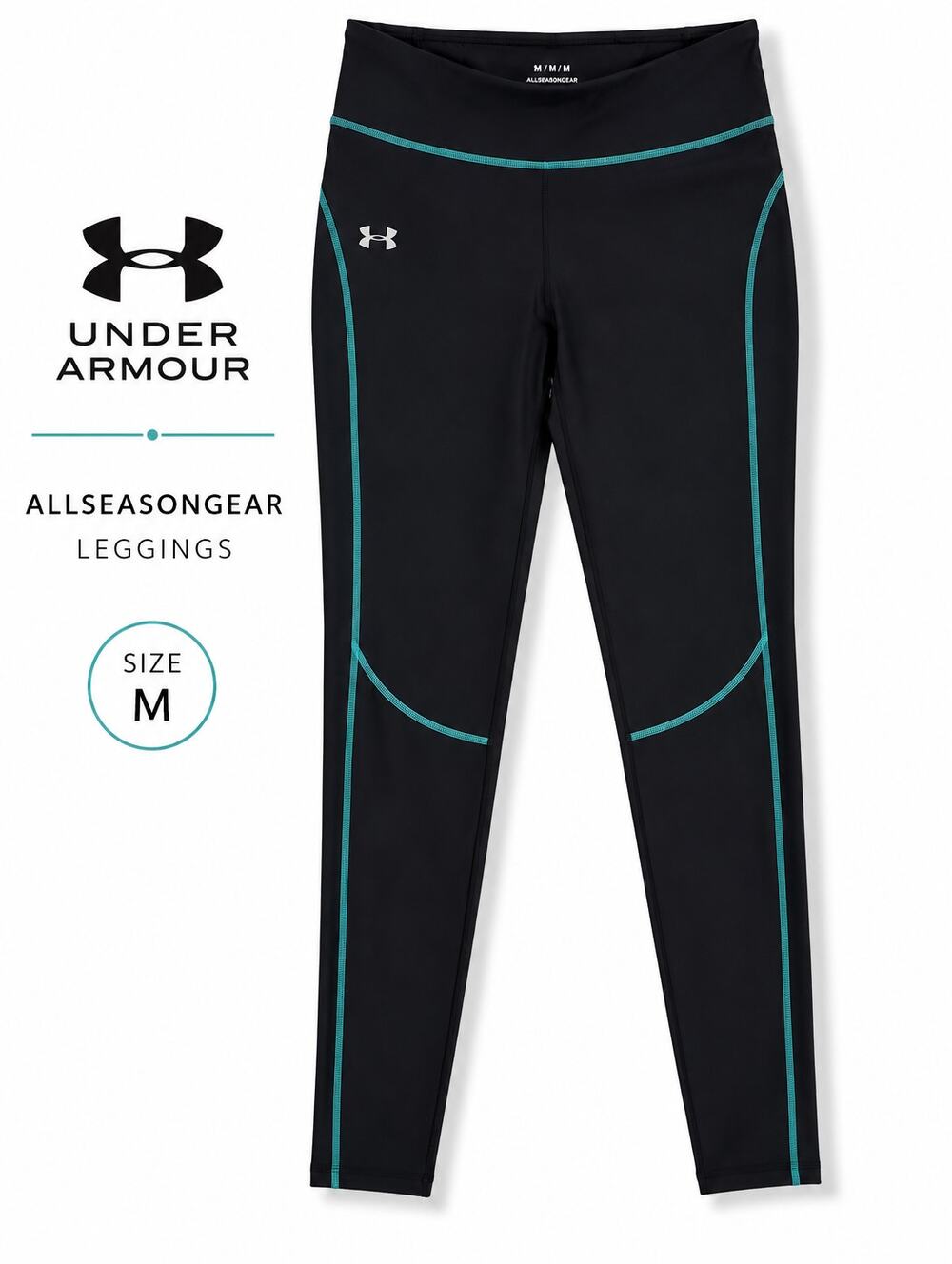 Under Armour AllSeasonGear Leggings Medium Black Blue Athletic Compression